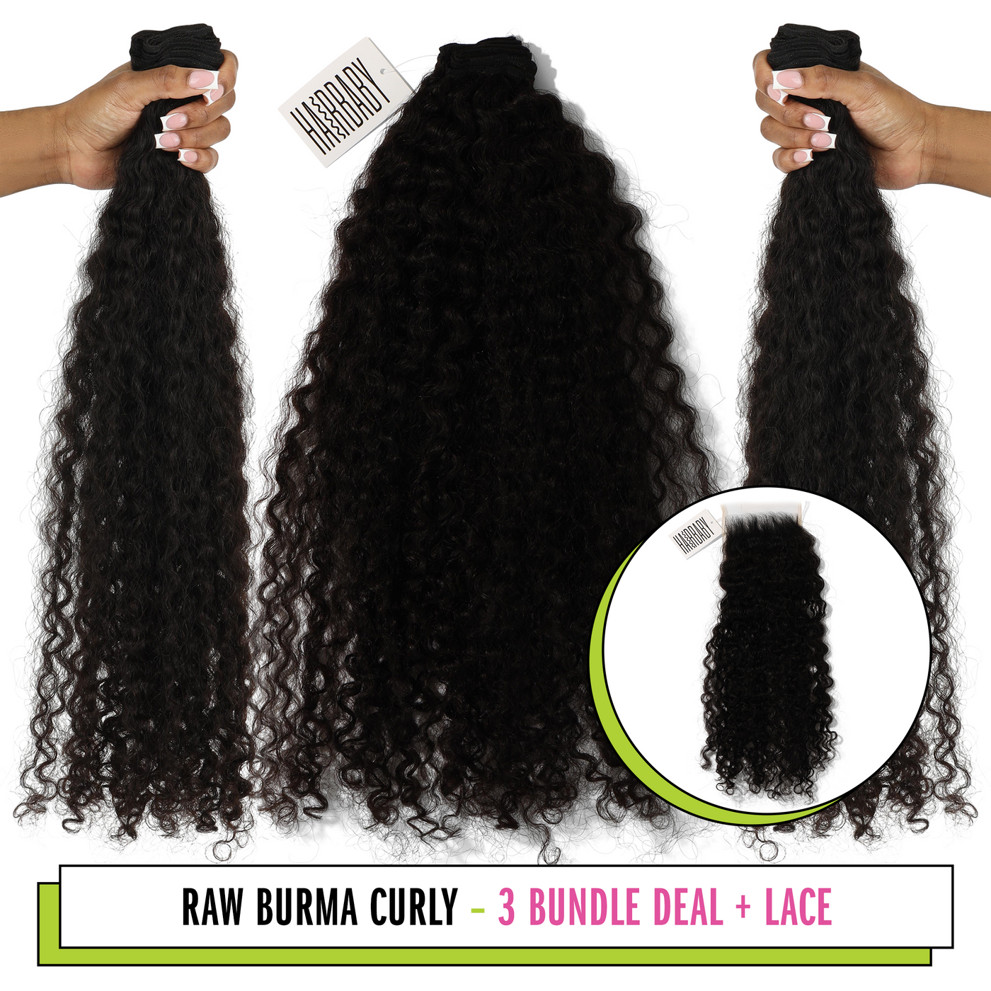 Raw Burma Curly 3 Bundle Deal + Lace