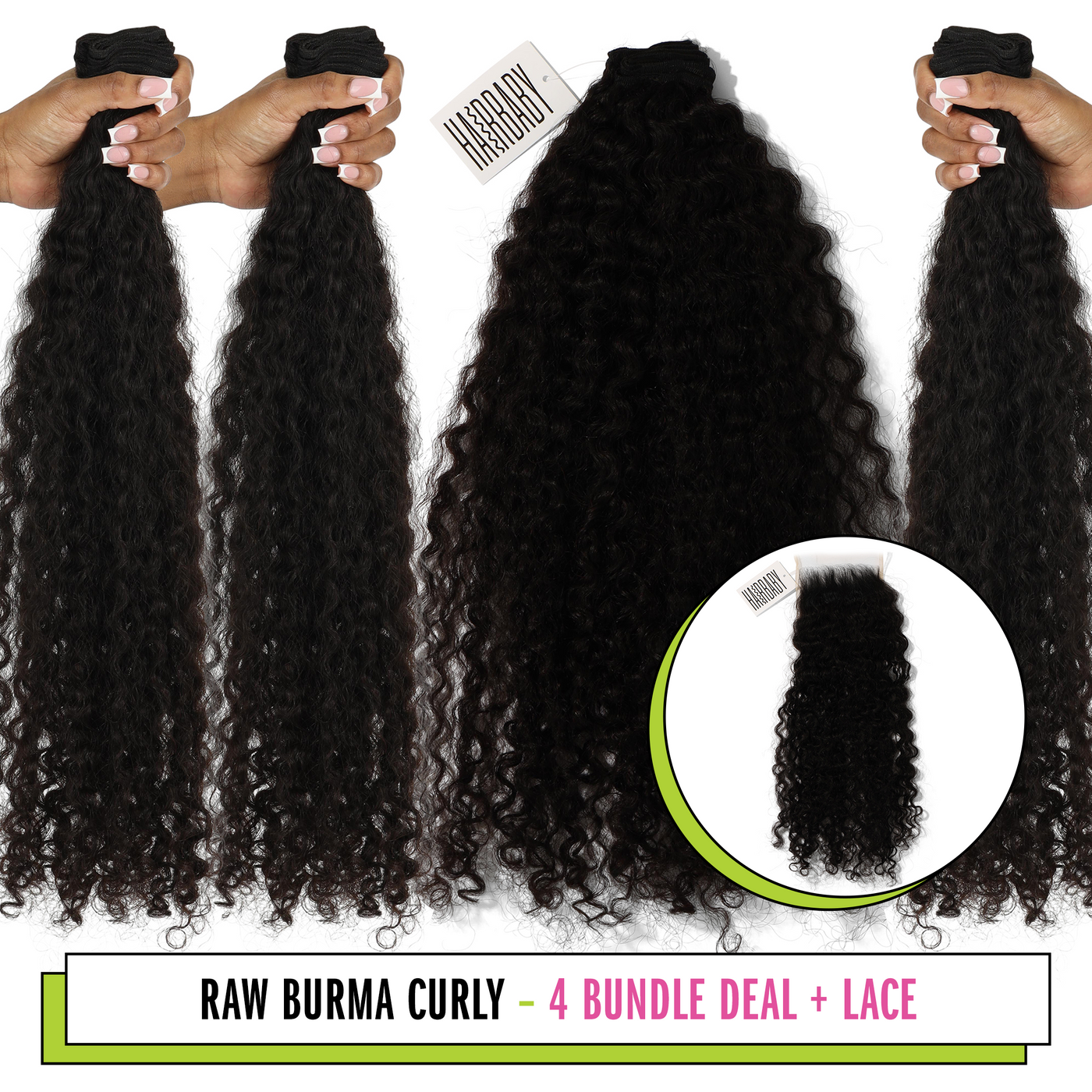 Raw Burma Curly 4 Bundle Deal + Lace